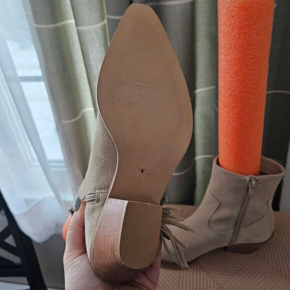 Coconuts by Matisse Booties Ankle Fringe Jane Tan Suede Heeled Boots Casual - Picture 11 of 12